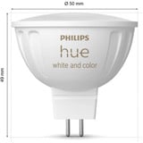 Philips Hue MR16 - Focos inteligentes, Lámpara LED Philips Hue White and Color ambiance MR16 - Focos inteligentes, Bombilla inteligente, Bluetooth/Zigbee, Blanco, LED, GU5.3, MR16