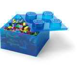 Room Copenhagen LEGO Storage Brick 4 Top Lid Glitter, Caja de depósito azul/Transparente