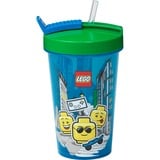 Room Copenhagen Vaso LEGO con pajita Iconic Boy Azul brillante, Taza azul/Verde