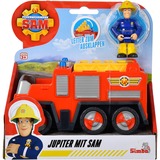 Simba Sam el Bombero Jupiter con figura de Sam, Vehículo de juguete rojo/Amarillo