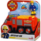 Simba Sam el Bombero Jupiter con figura de Sam, Vehículo de juguete rojo/Amarillo