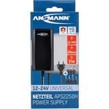 Ansmann APS 2250H adaptador e inversor de corriente Interior 27 W Negro, Fuente de alimentación negro, Universal, Interior, 100 - 240 V, 50/60 Hz, 27 W, 12 - 24 V