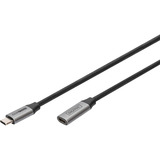 Digitus Cable de extensión USB 3.2 Gen 1, conector USB-C > puerto USB-C, Cable alargador negro/Plateado