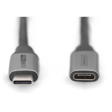 Digitus Cable de extensión USB 3.2 Gen 1, conector USB-C > puerto USB-C, Cable alargador negro/Plateado