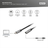 Digitus Cable de extensión USB 3.2 Gen 1, conector USB-C > puerto USB-C, Cable alargador negro/Plateado