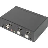 Digitus Conmutador KVM, 2 puertos, pantalla simple, 4K, HDMI®, Switch KVM negro, 2 puertos, pantalla simple, 4K, HDMI®, 3840 x 2160 Pixeles, 4K Ultra HD