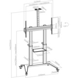 HAGOR BrackIT Stand HD XXL 3,05 m (120") Negro, Sistema de soporte negro, 140 kg, 165,1 cm (65"), 3,05 m (120"), 1000 x 600 mm, 1250 - 1600 mm, -5 - 10°