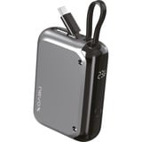 Nevox POWERBANK 10000mAh, cable USB-C integrado, Banco de potencia gris