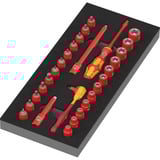 Wera Inserto de espuma 8007 A VDE Zyklop VDE Carraca Set 1, 1/4", Llave de tubo negro/Rojo