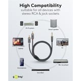 goobay Cable adaptador de audio Plus AUX 3,5mm jack > conector estéreo Cinch negro/Plateado