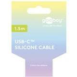 goobay Cable de silicona USB 2.0 turquesa, conector USB-C > conector USB-C turquesa