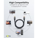 goobay Plus Cable DisplayPort 2.0/2.1, 8K @ 144Hz, 54 Gbit/s gris