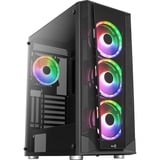 Aerocool PRISMBKV3 Caja PC ATX Negra 4 Ventiladores ARGB Frontal Lateral Cristal Templado, Cajas de torre negro, Midi Tower, PC, Negro, ATX, micro ATX, Mini-ITX, ABS, SPCC, Atrás, Frente