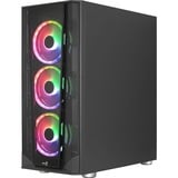 Aerocool PRISMBKV3 Caja PC ATX Negra 4 Ventiladores ARGB Frontal Lateral Cristal Templado, Cajas de torre negro, Midi Tower, PC, Negro, ATX, micro ATX, Mini-ITX, ABS, SPCC, Atrás, Frente