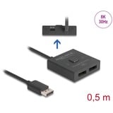 DeLOCK Conmutador DisplayPort 2 > 1 bidireccional 8K, Display Port Switch  negro