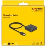 DeLOCK Conmutador DisplayPort 2 > 1 bidireccional 8K, Display Port Switch  negro