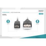 Digitus Cable de conexión USB 2.0 USB-A (conector) > Mini-USB (conector) negro