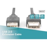 Digitus Cable de extensión USB 2.0, conector USB-A > enchufe USB-A, Cable alargador negro