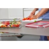 Emsa CLIP & CLOSE N10406 Rectangular Caja 0,7 L Transparente 1 pieza(s) transparente/Rojo, Caja, Rectangular, 0,7 L, Transparente, Vidrio, 420 °C
