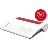 FRITZ! Box 5690 Routers inalámbricos, Enrutador de fibra óptica Box 5690, Wi-Fi 7 (802.11be), Doble banda (2,4 GHz / 5 GHz), Ethernet, Rojo, Blanco, Router de sobremesa