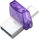 Kingston DataTraveler microDuo 3C unidad flash USB 64 GB USB Type-A / USB Type-C 3.2 Gen 1 (3.1 Gen 1) Púrpura, Acero inoxidable, Lápiz USB violeta/Transparente, 64 GB, USB Type-A / USB Type-C, 3.2 Gen 1 (3.1 Gen 1), 200 MB/s, Otro, Púrpura, Acero inoxidable