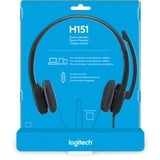 Logitech H151 Auriculares Alámbrico Diadema Oficina/Centro de llamadas Negro, Auriculares con micrófono negro, Alámbrico, Oficina/Centro de llamadas, 20 - 20000 Hz, 80 g, Auriculares, Negro