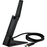 MSI AXE5400 tarjeta y adaptador de interfaz USB 2.0, Adaptador Wi-Fi USB tipo A, USB 2.0, Masculino, Negro, Windows 10, Windows 11, 102 mm