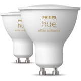 Philips Hue White Ambiance GU10 Pack doble de spots inteligentes, Lámpara LED 