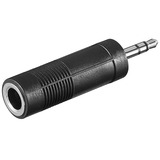 goobay 11101 cambiador de género para cable 3.5 mm 6.35 mm Negro, Adaptador negro, 3.5 mm, 6.35 mm, Negro, A granel