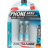 Ansmann 1.2 V rechargeable battery NiMH Níquel-metal hidruro (NiMH), Batería plateado, Níquel-metal hidruro (NiMH), 1,2 V, 1300 mAh