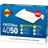 FRITZ! 4050 Routers inalámbricos Box 4050, Wi-Fi 6 (802.11ax), Doble banda (2,4 GHz / 5 GHz), Ethernet, Negro, Blanco, Enrutador de escritorio/poste