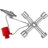 KNIPEX 00 11 03 llave para armario de control, Llave de tubo Metálico, Rojo, Cinc moldeado a presión, 4 pata(s), 4 cabezal(es), Círculo, Plaza, Triángulo, 5,6,8 mm