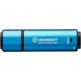 Kingston IronKey Vault Privacy 50 32 GB, Lápiz USB celeste/Negro