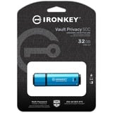 Kingston IronKey Vault Privacy 50 32 GB, Lápiz USB celeste/Negro