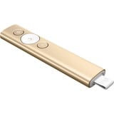 Logitech Spotlight apuntador inalámbricos Bluetooth/RF Oro, Presentador dorado, Bluetooth/RF, USB, 30 m, Oro