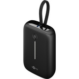 goobay Powerbank 10.000 mAh, cable USB-C integrado 13 cm, 20 vatios, Banco de potencia negro
