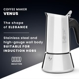 Bialetti Venus 0,23 L Negro, Acero inoxidable, Cafetera espresso plateado, 0,23 L, Negro, Acero inoxidable, 4 tazas, Acero inoxidable, Venus Induction, CE