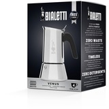 Bialetti Venus 0,23 L Negro, Acero inoxidable, Cafetera espresso plateado, 0,23 L, Negro, Acero inoxidable, 4 tazas, Acero inoxidable, Venus Induction, CE