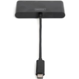 Digitus Adaptador de monitor triple USB-C™ 3 en 1 (HDMI, DP, VGA) negro, DP, VGA), USB 3.2 Gen 1 (3.1 Gen 1) Type-C, DisplayPort, HDMI, VGA, 0,11 m, China, USB, 84 mm