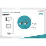Digitus Cable de conexión USB 2.0 USB-A (conector) > USB-A (conector) negro