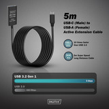 Digitus Cable de extensión USB 3.2 Gen 1 activo, conector USB-C > puerto USB-A, Cable alargador negro
