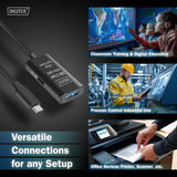Digitus Cable de extensión USB 3.2 Gen 1 activo, conector USB-C > puerto USB-A, Cable alargador negro