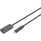 Digitus Cable de extensión activo USB 3.2 Gen 2, conector USB-C > puerto USB-A, Cable alargador negro