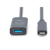 Digitus Cable de extensión activo USB 3.2 Gen 2, conector USB-C > puerto USB-A, Cable alargador negro