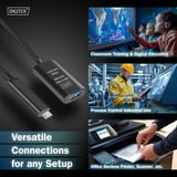 Digitus Cable de extensión activo USB 3.2 Gen 2, conector USB-C > puerto USB-A, Cable alargador negro