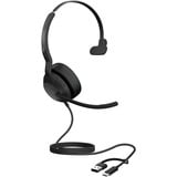 Jabra Evolve2 50 Auriculares Alámbrico Diadema Oficina/Centro de llamadas USB Type-C / USB Type-A Bluetooth Negro, Auriculares con micrófono negro, Alámbrico, 20 - 20000 Hz, Oficina/Centro de llamadas, 99 g, Auriculares, Negro