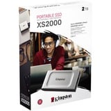 Kingston XS2000 2000 GB Negro, Plata, Unidad de estado sólido plateado/Negro, 2000 GB, USB Tipo C, 3.2 Gen 2 (3.1 Gen 2), 2000 MB/s, Negro, Plata