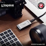 Kingston XS2000 2000 GB Negro, Plata, Unidad de estado sólido plateado/Negro, 2000 GB, USB Tipo C, 3.2 Gen 2 (3.1 Gen 2), 2000 MB/s, Negro, Plata