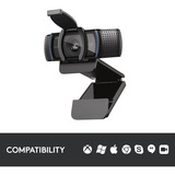 Logitech 960-001252 cámara web 1920 x 1080 Pixeles USB Negro, Webcam negro, 1920 x 1080 Pixeles, Full HD, 30 pps, 720p, 1080p, Tapa de privacidad, 78°