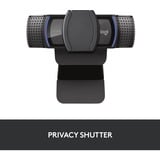 Logitech C920 Pro HD cámara web 1920 x 1080 Pixeles USB Negro, Webcam negro, 1920 x 1080 Pixeles, Full HD, 30 pps, 720p, 1080p, Tapa de privacidad, 78°